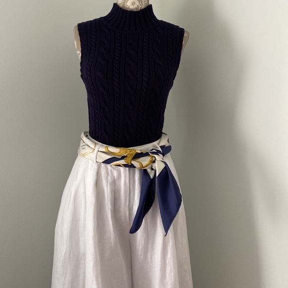 BCBGMaxAzria Maelyn Wide Leg Linen Crop Pants Palazzo White XS 25 - Picture 17 of 17